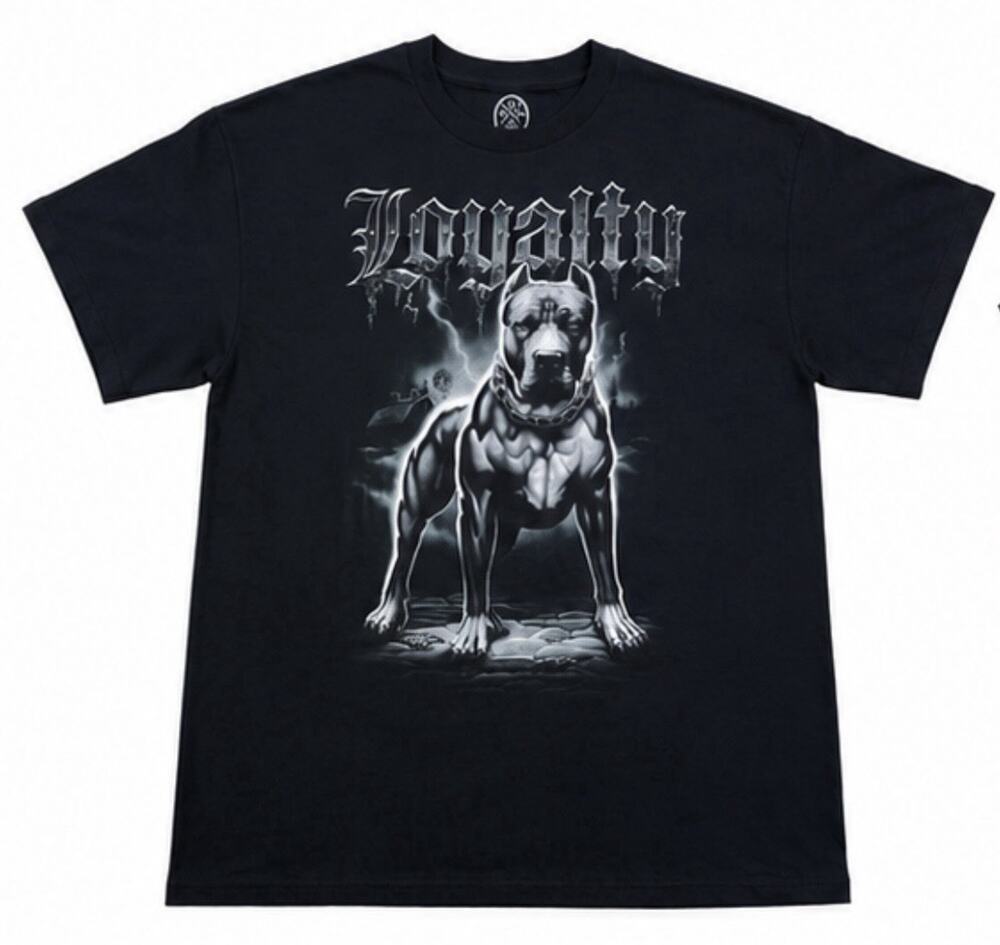Loyalty Pit Bull Graphic T Shirt Men’s 2XL Black Gothic Streetwear Dog Tee